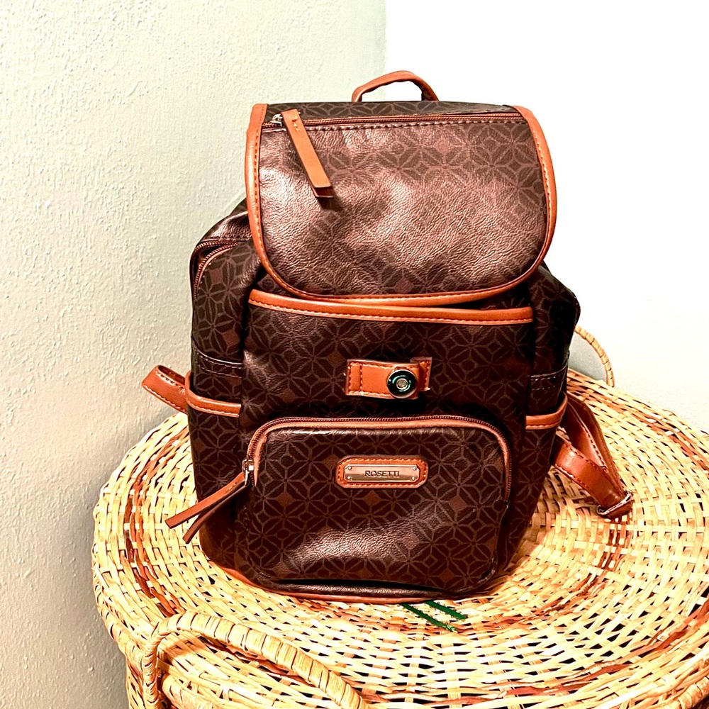Rosetti Dark Brown Mini Backpack, With Several Zi… - image 2